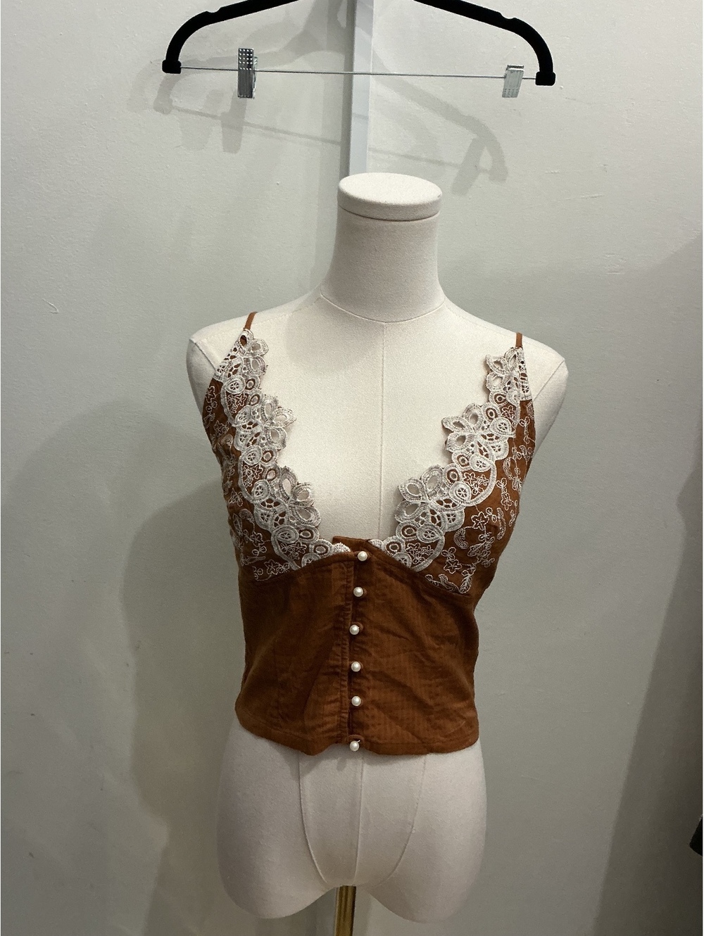 Free People Lace-Trim Cropped Tank